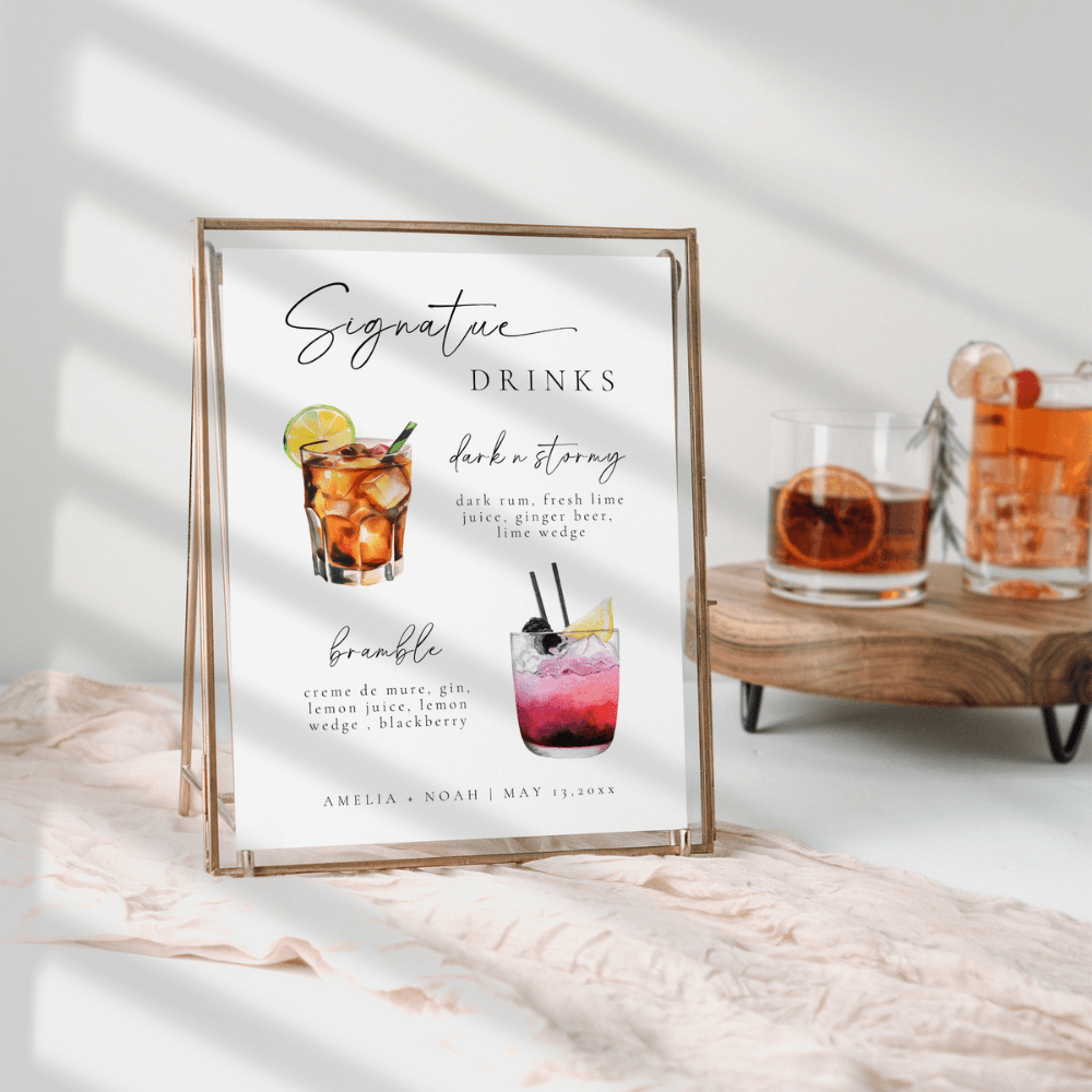 Elegant Signature Drink Bar Menu Template CHOOSE YOUR DRINKS Editable In Canva OLIVIA - SincerelyByNicole