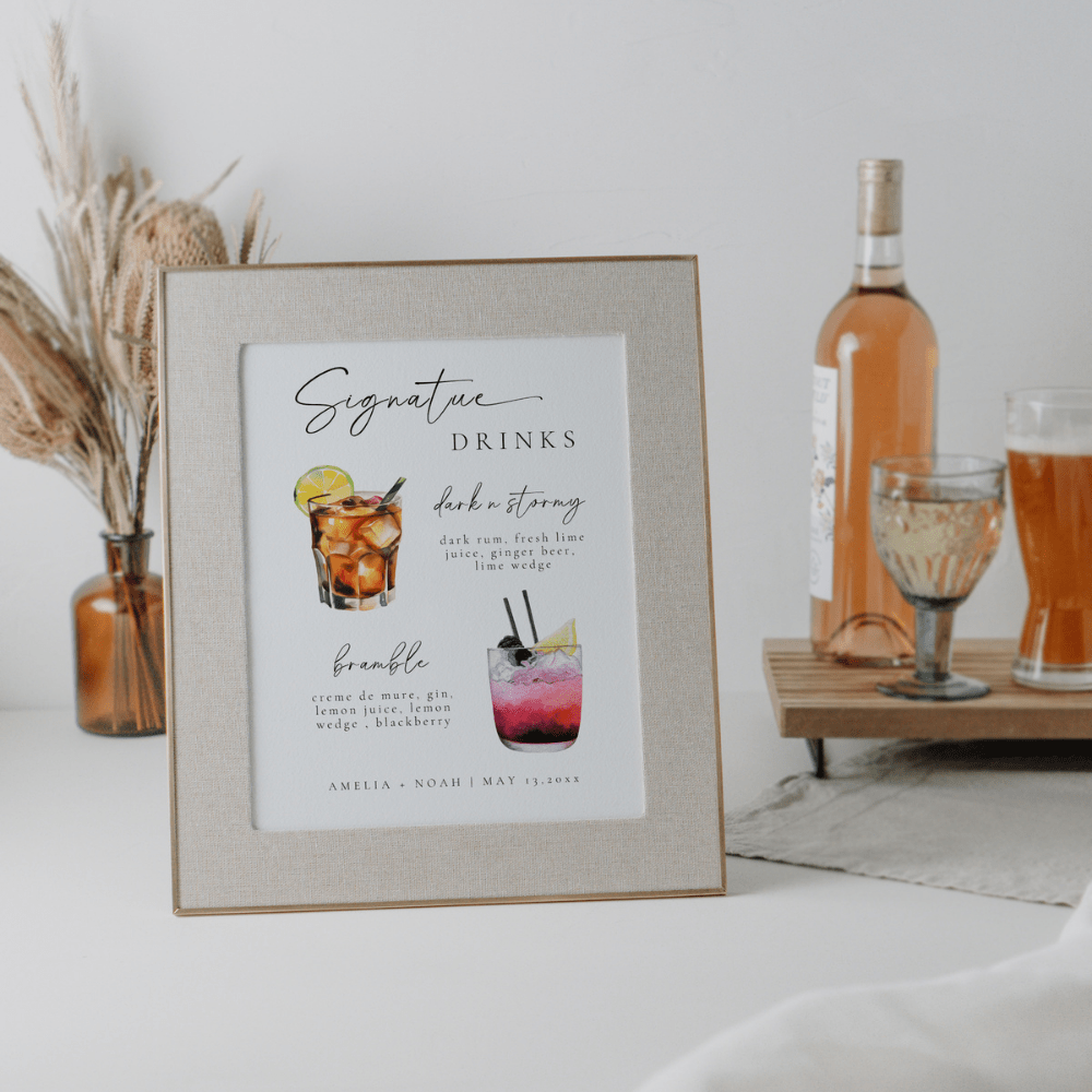 Elegant Signature Drink Bar Menu Template CHOOSE YOUR DRINKS Editable In Canva OLIVIA - SincerelyByNicole