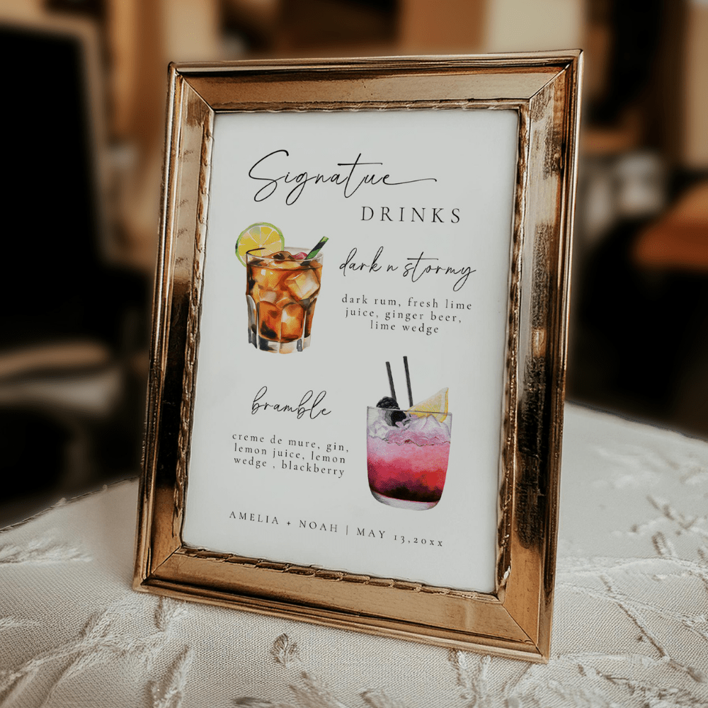 Elegant Signature Drink Bar Menu Template CHOOSE YOUR DRINKS Editable In Canva OLIVIA - SincerelyByNicole