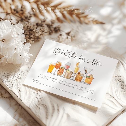 Elegant Stock The Bar Bottle Raffle Ticket Insert Card Couples Shower - SincerelyByNicole