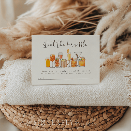 Elegant Stock The Bar Bottle Raffle Ticket Insert Card Couples Shower - SincerelyByNicole