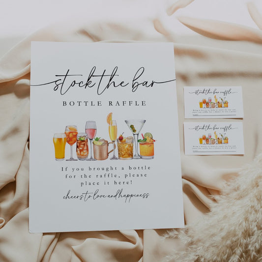 Elegant Stock The Bar Raffle Sign and Ticket Template OLIVIA - SincerelyByNicole