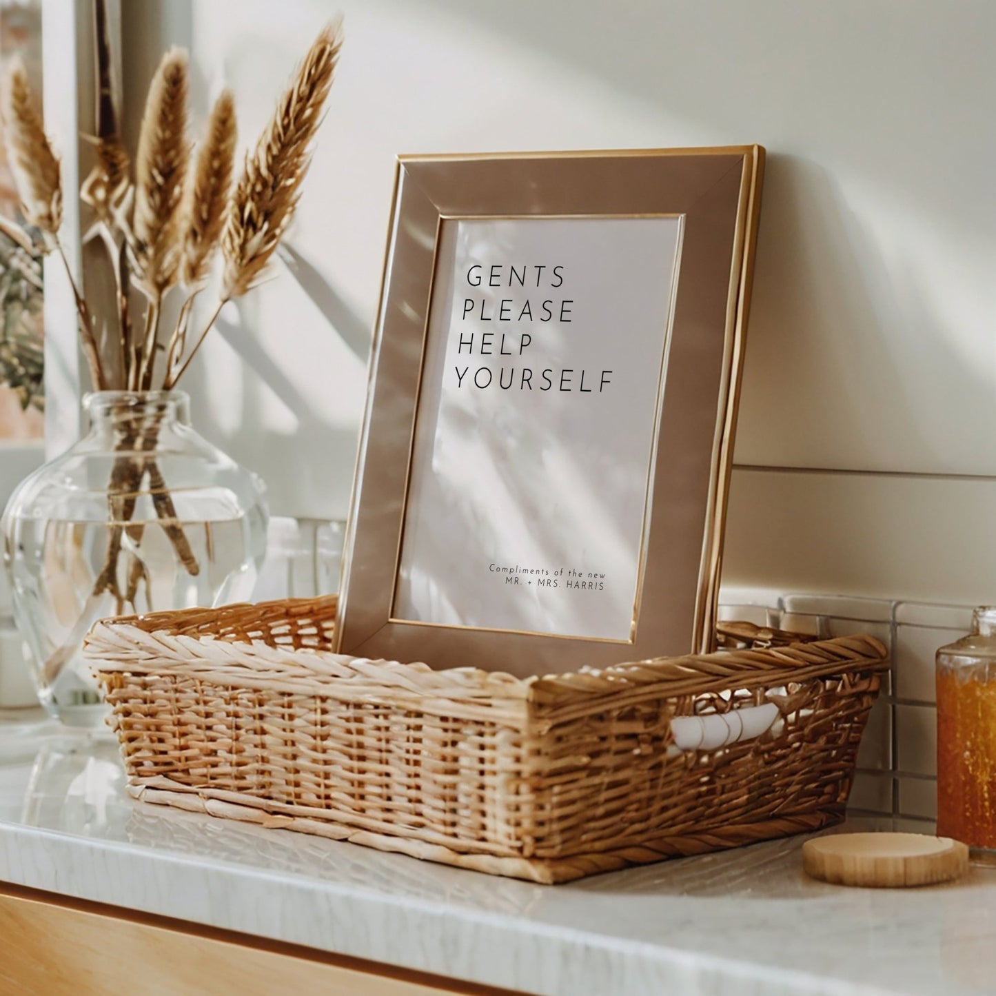 Elegant Wedding Bathroom Basket Sign Template HARLOW - SincerelyByNicole