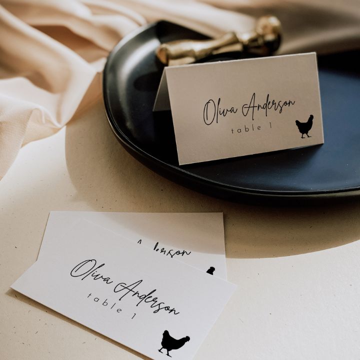 Elegant Wedding Place Cards With Meal Choice Icons Editable in Canva JULIET - SincerelyByNicole