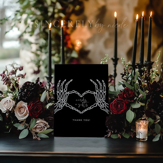 Gothic Wedding Cards and Gifts Tabletop Sign Printed + Shipped or Canva Template - SincerelyByNicole