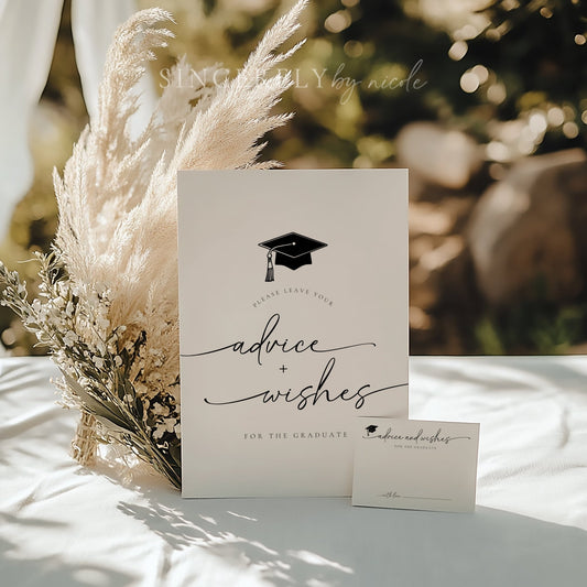 Graduation Advice and Wishes Sign and Card Graduation Party Activity - SincerelyByNicole