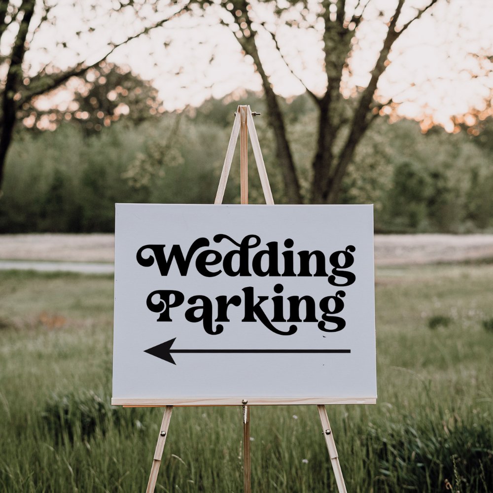 Groovy 70's Wedding Parking Directional Sign - SincerelyByNicole