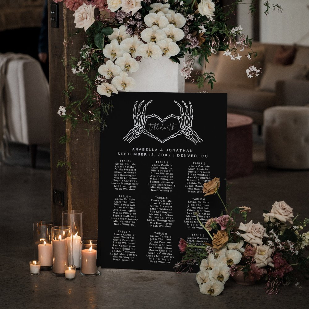 Halloween Wedding Till Death Theme Seating Chart Template CORDELIA - SincerelyByNicole