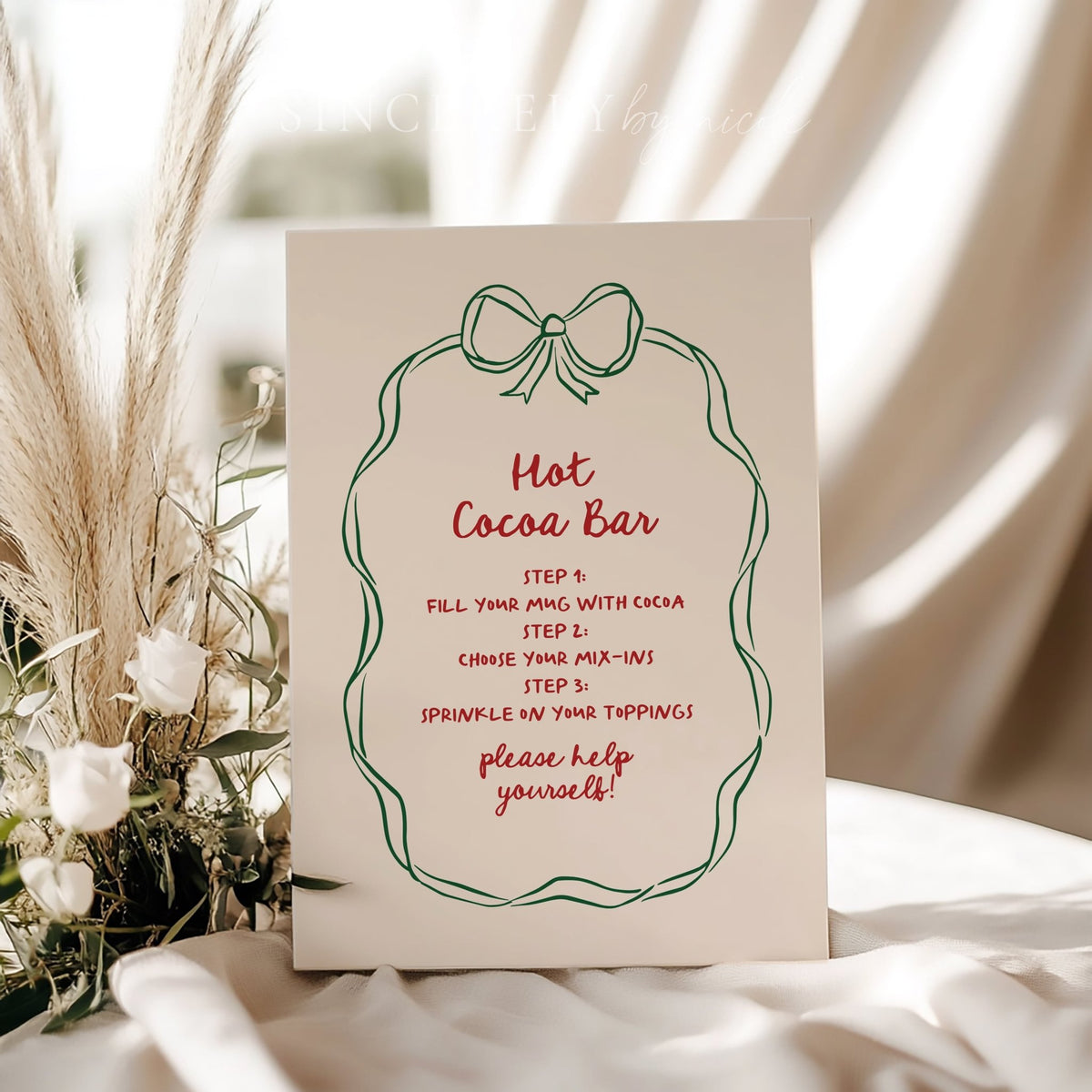 Hand Drawn Hot Cocoa Bar Holiday Party Sign - SincerelyByNicole