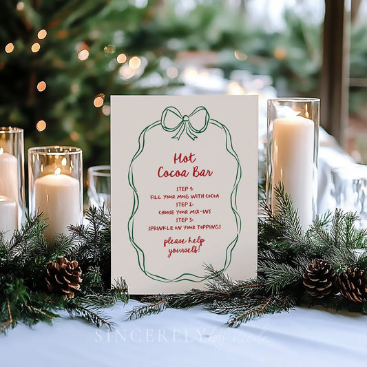 Hand Drawn Hot Cocoa Bar Holiday Party Sign - SincerelyByNicole