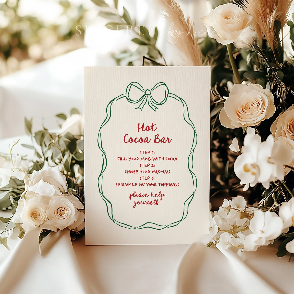 Hand Drawn Hot Cocoa Bar Holiday Party Sign - SincerelyByNicole