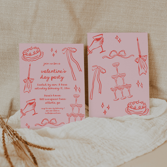 Hand Drawn Valentine's Day Party Invitation - SincerelyByNicole