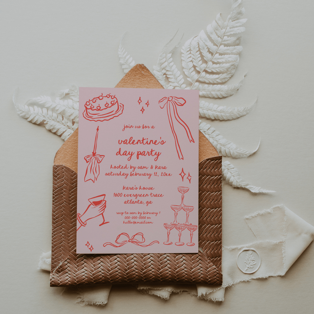 Hand Drawn Valentine's Day Party Invitation - SincerelyByNicole