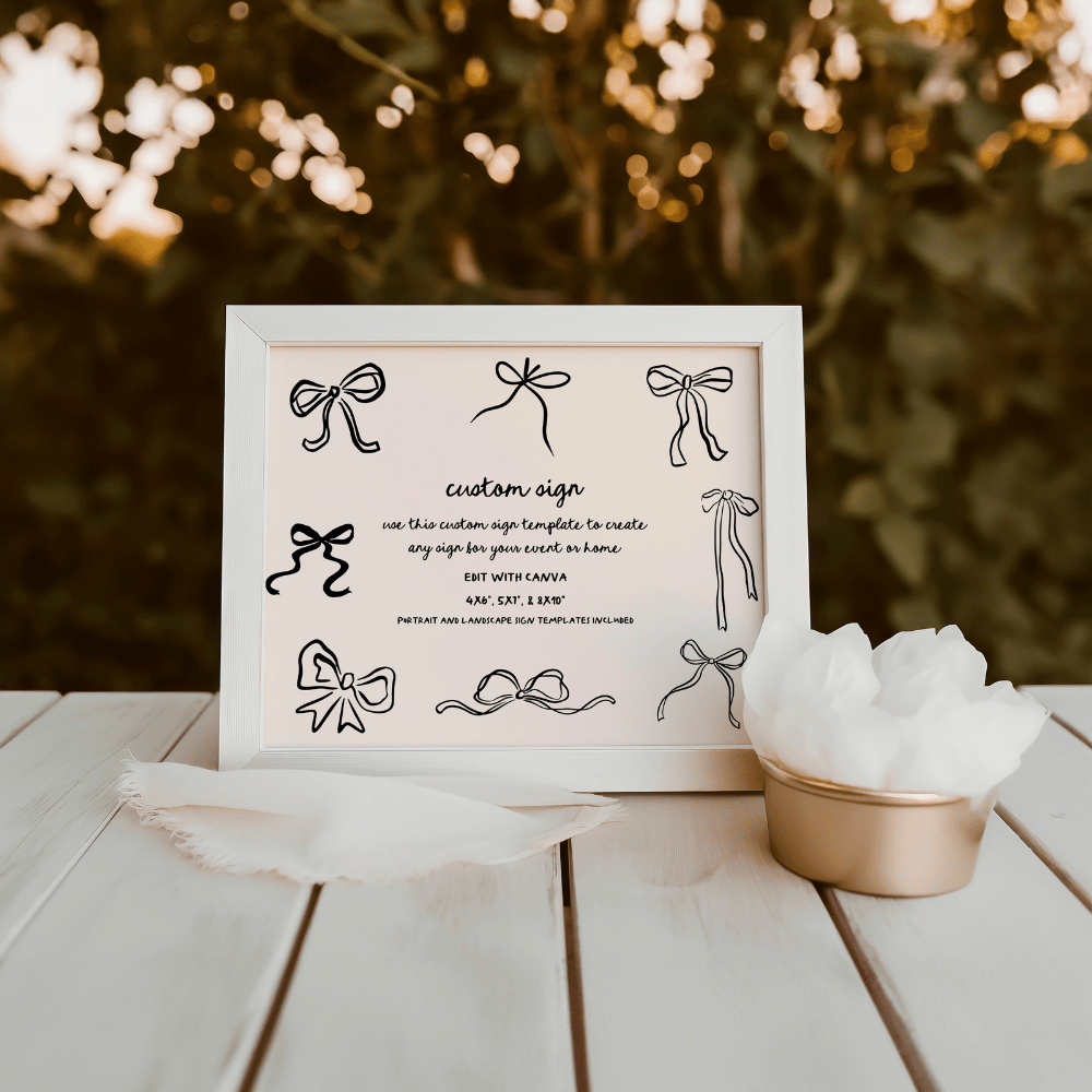 Hand Drawn Wedding Sign Bow Wedding Decor CARLY - SincerelyByNicole