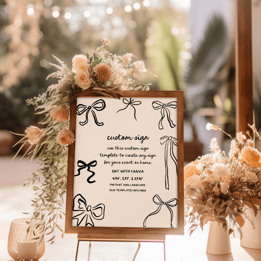 Hand Drawn Wedding Sign Bow Wedding Decor CARLY - SincerelyByNicole