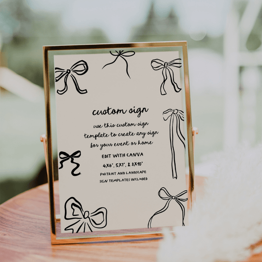 Hand Drawn Wedding Sign Bow Wedding Decor CARLY - SincerelyByNicole