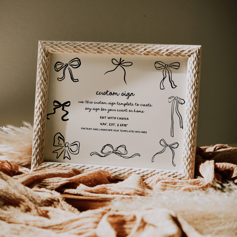 Hand Drawn Wedding Sign Bow Wedding Decor CARLY - SincerelyByNicole