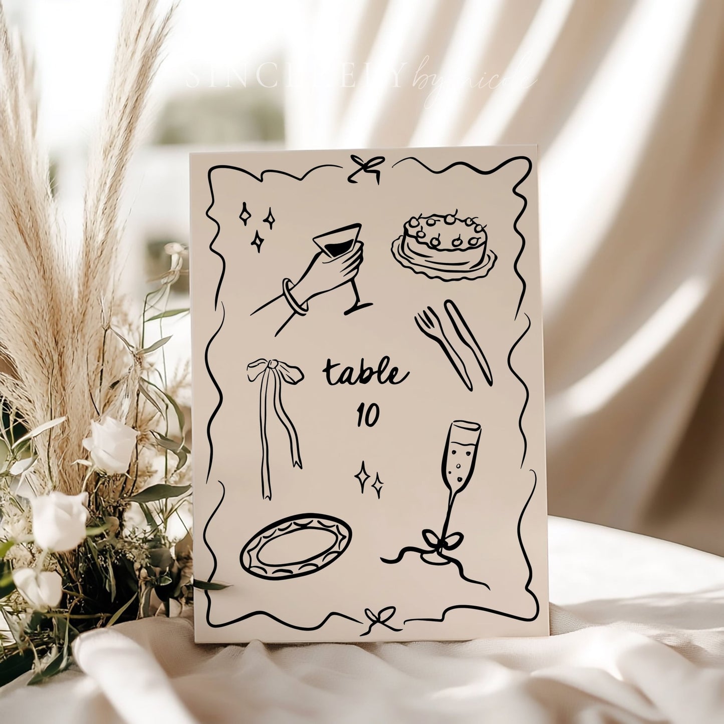 Hand Drawn Wedding Table Numbers - SincerelyByNicole