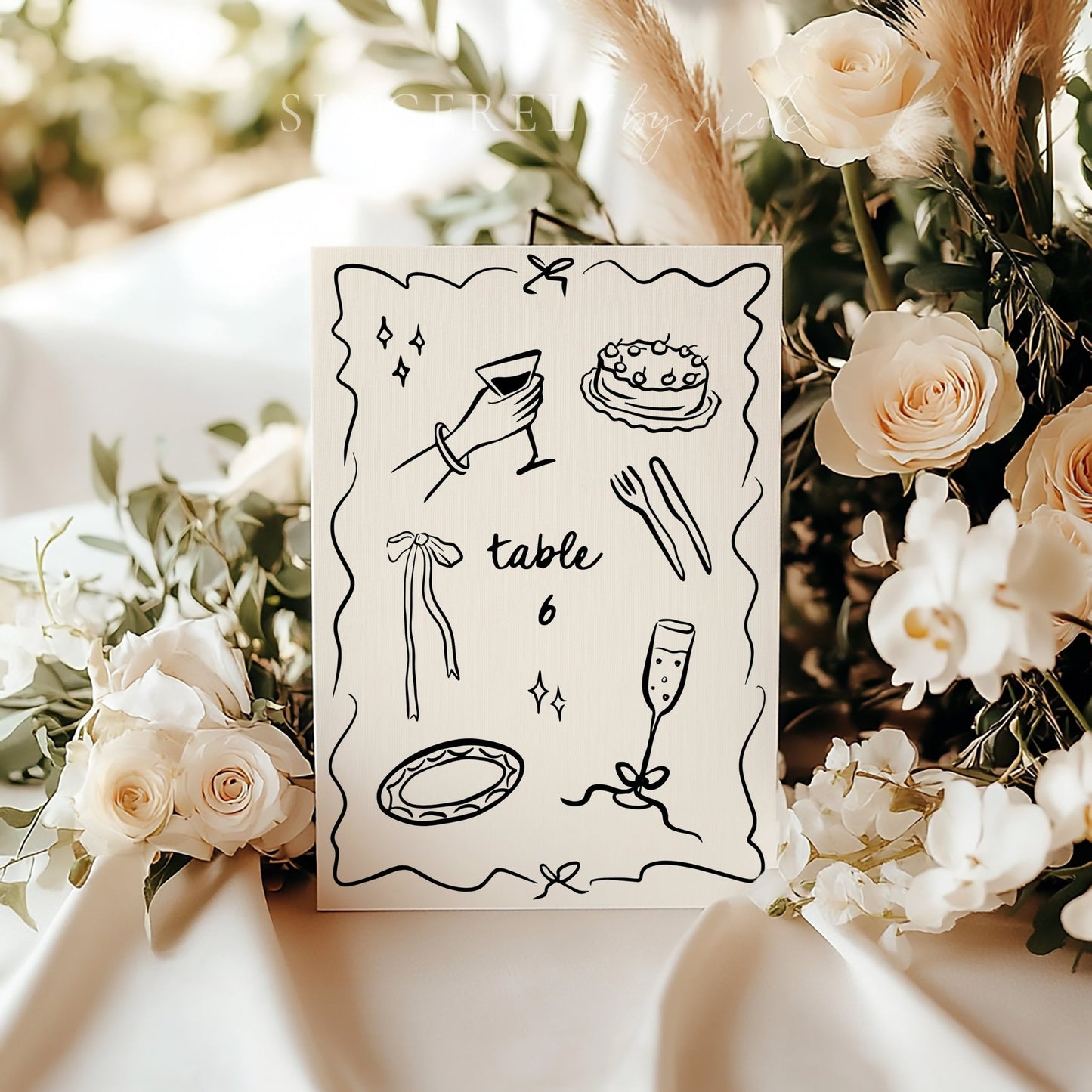 Hand Drawn Wedding Table Numbers - SincerelyByNicole