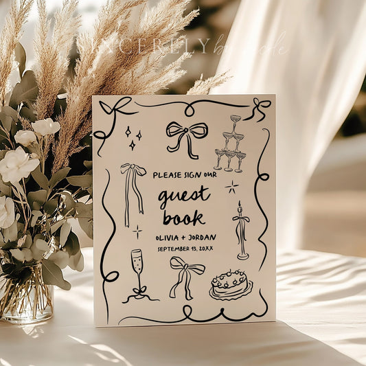 Hand - Drawn Whimsical Please Sign Our Guestbook Sign - SincerelyByNicole