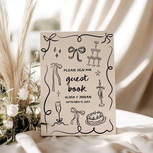 Hand - Drawn Whimsical Please Sign Our Guestbook Sign - SincerelyByNicole