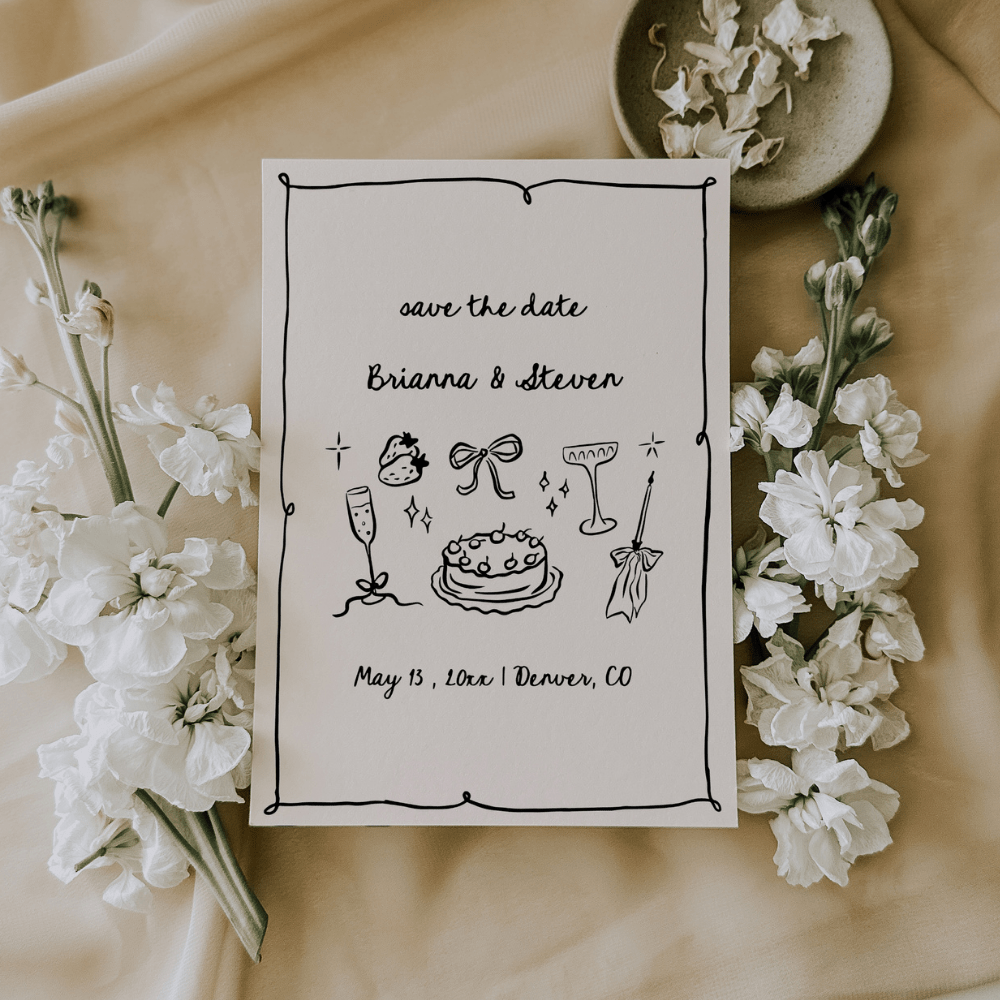 Hand Drawn Whimsical Save The Date Canva Editable - SincerelyByNicole