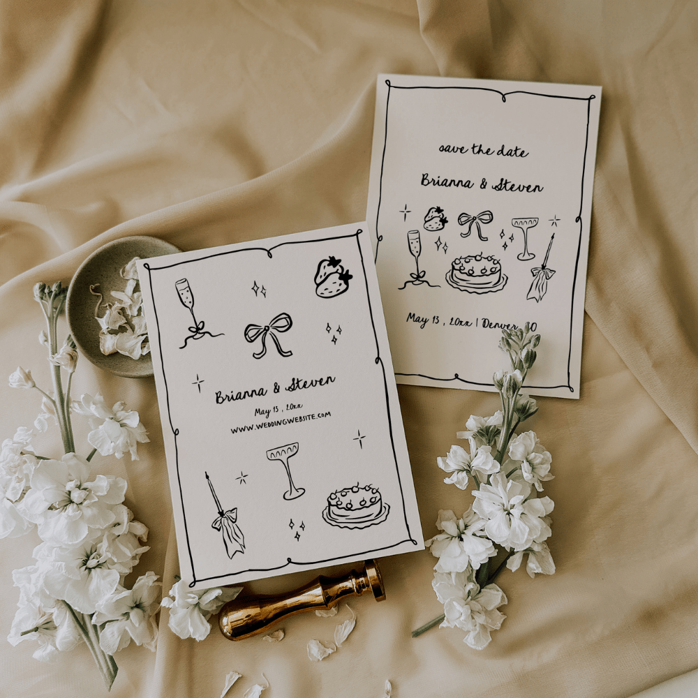 Hand Drawn Whimsical Save The Date Canva Editable - SincerelyByNicole