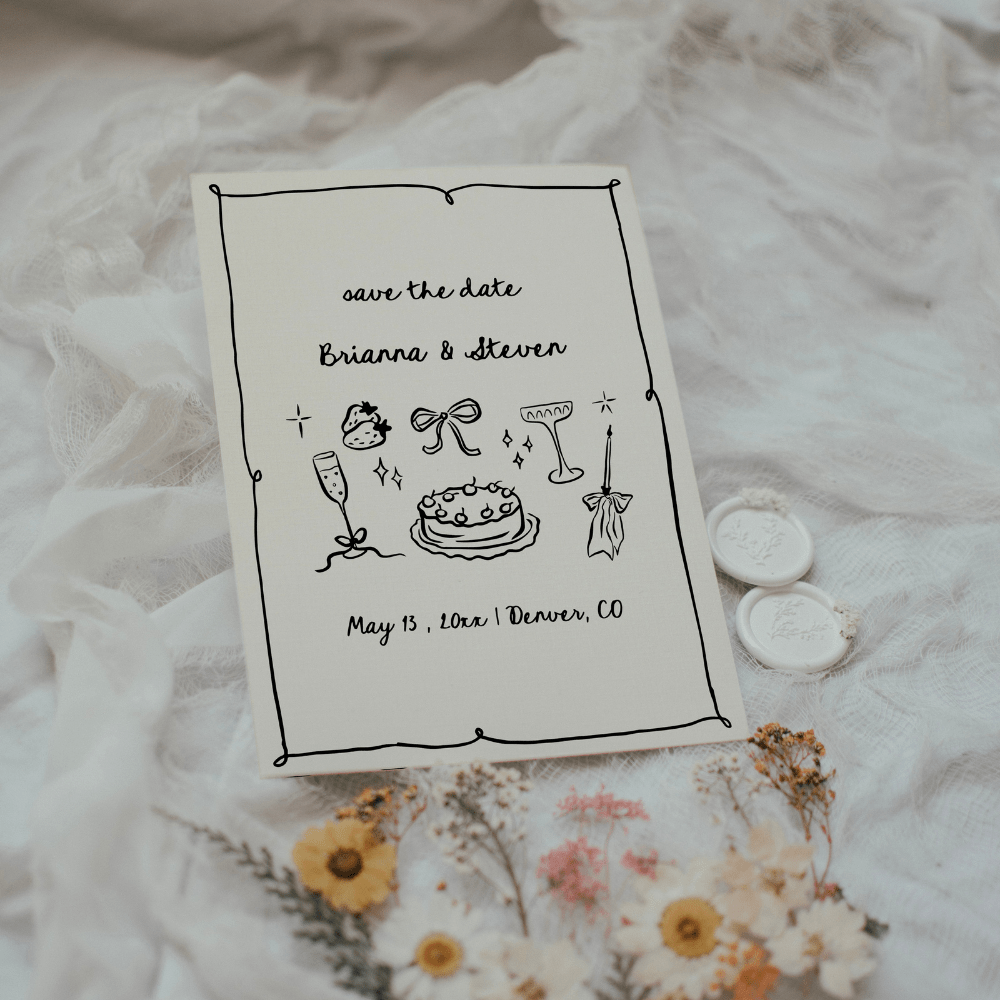 Hand Drawn Whimsical Save The Date Canva Editable - SincerelyByNicole