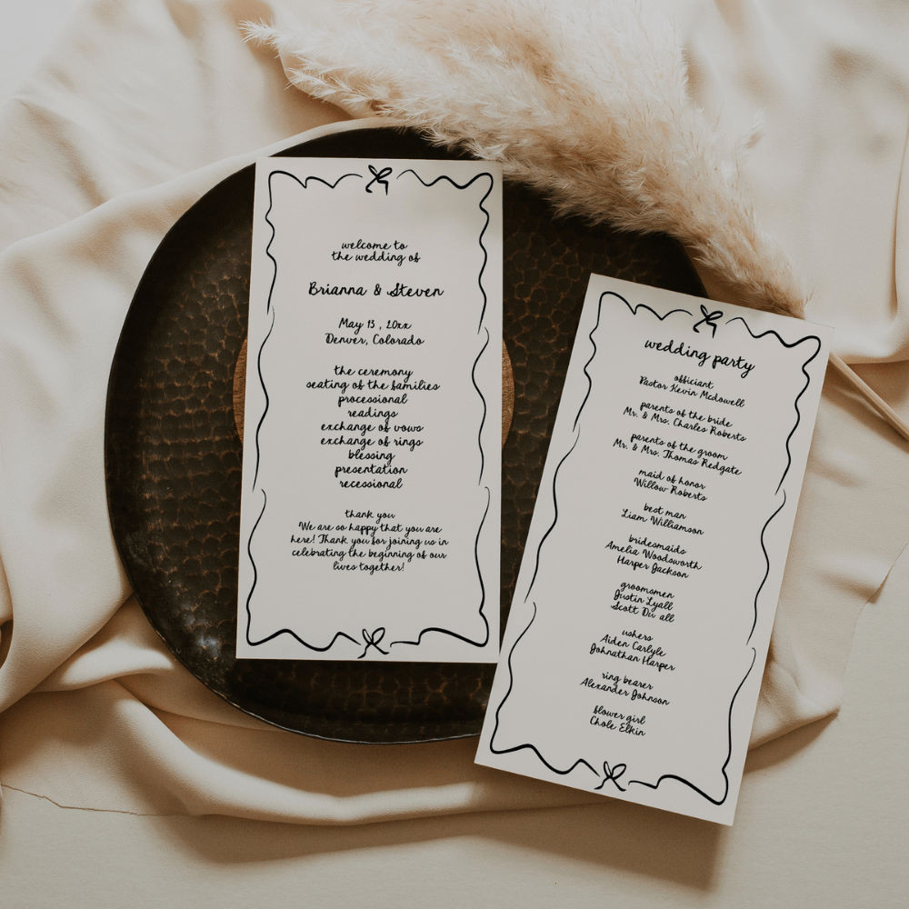 Hand Drawn Whimsical Wedding Program Canva Template - SincerelyByNicole