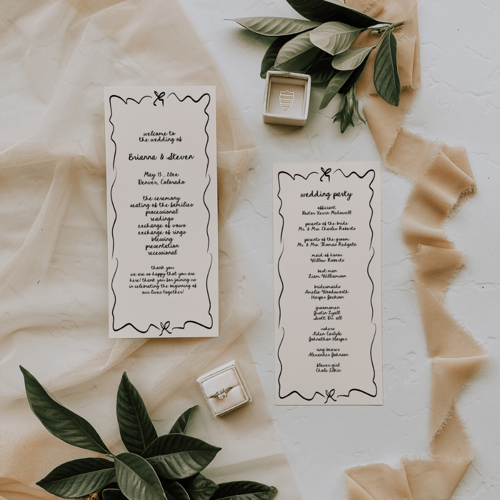 Hand Drawn Whimsical Wedding Program Canva Template - SincerelyByNicole