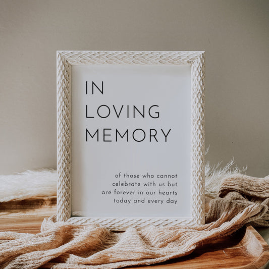 Memorial Tribute Sign - In Loving Memory for Wedding Reception and Special Events - SincerelyByNicole