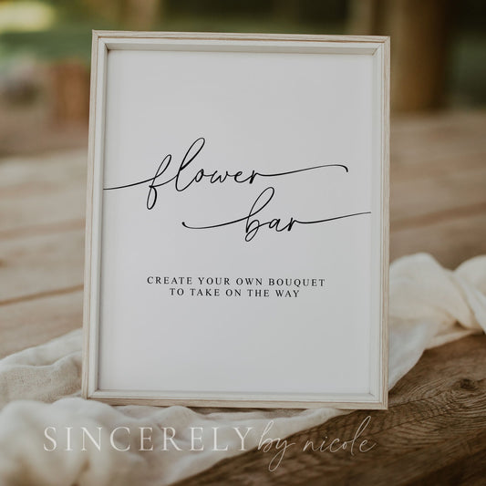 Minimalist Bridal Shower Flower Bar Sign - SincerelyByNicole