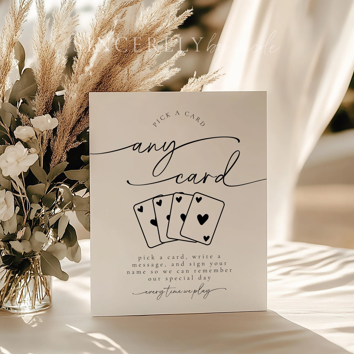 Minimalist Pick A Card Wedding Guestbook Sign - SincerelyByNicole