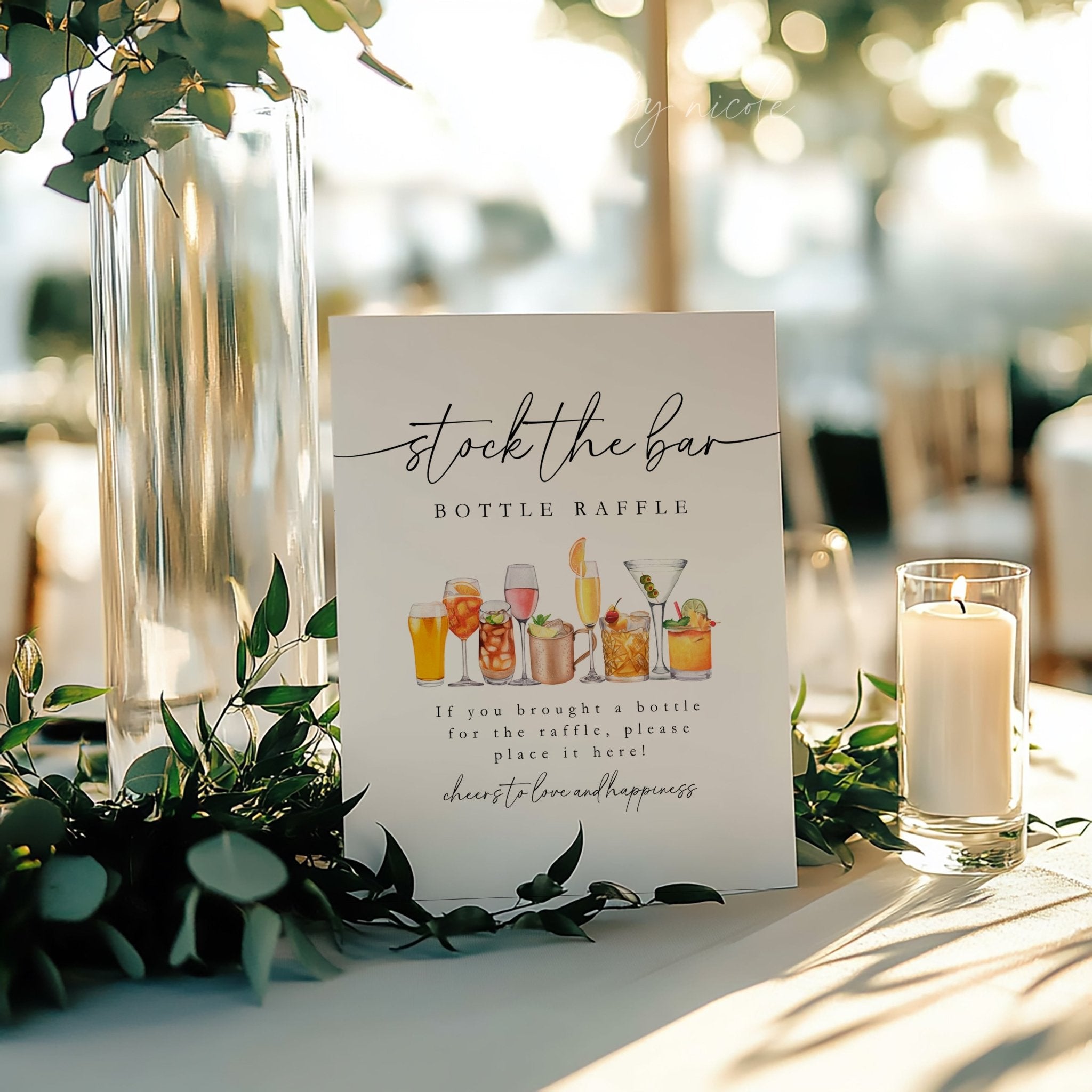 Minimalist Stock The Bar Raffle Sign and Ticket – SincerelyByNicole