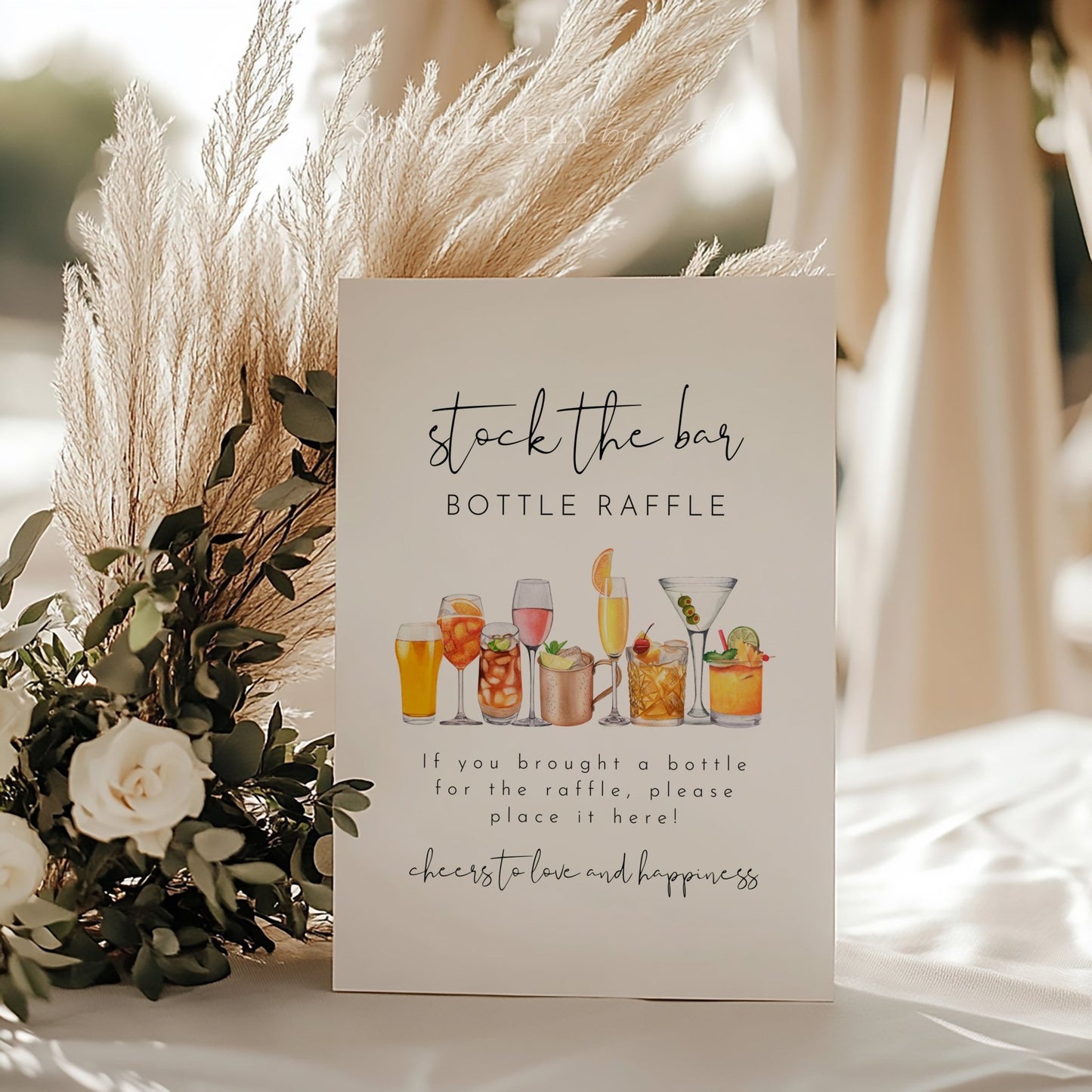 Minimalist Stock The Bar Raffle Sign Fun Game For Engagement Party Couples Shower - SincerelyByNicole