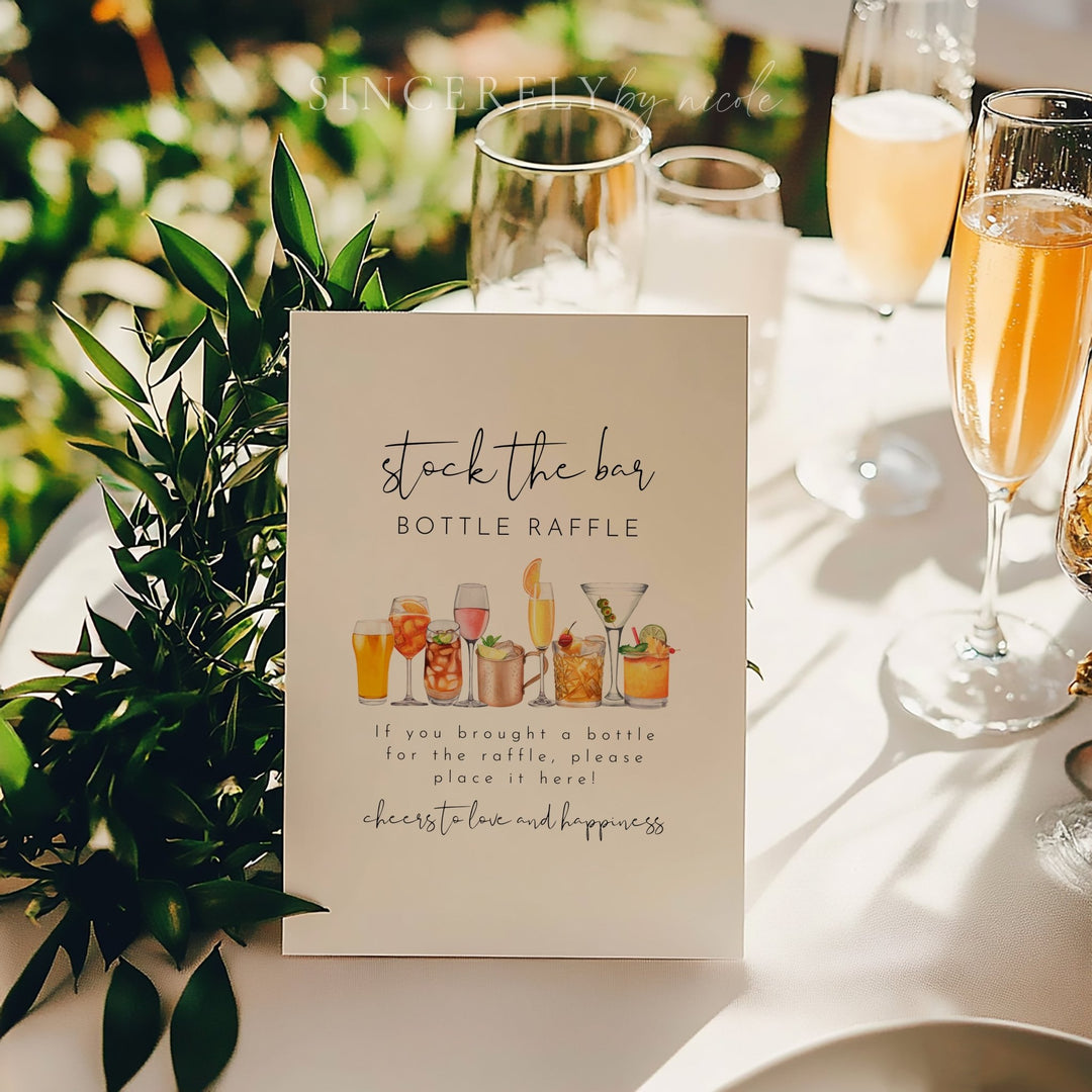 Couples Raffle Minimalist Stock The Bar Raffle Sign Fun Game For Engagement Party Cou ...