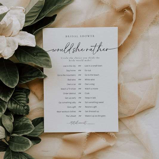 Modern Bridal Shower Would She Rather Game - SincerelyByNicole