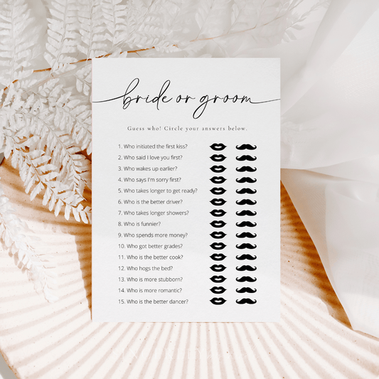 Modern Bride Or Groom Bridal Shower Game - SincerelyByNicole