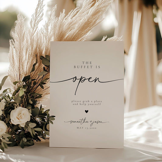 Modern Buffet Table Sign Wedding Open Buffet Sign Template OR Printed - SincerelyByNicole