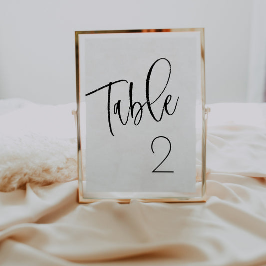 Modern Calligraphy Minimalist Wedding Table Numbers - SincerelyByNicole