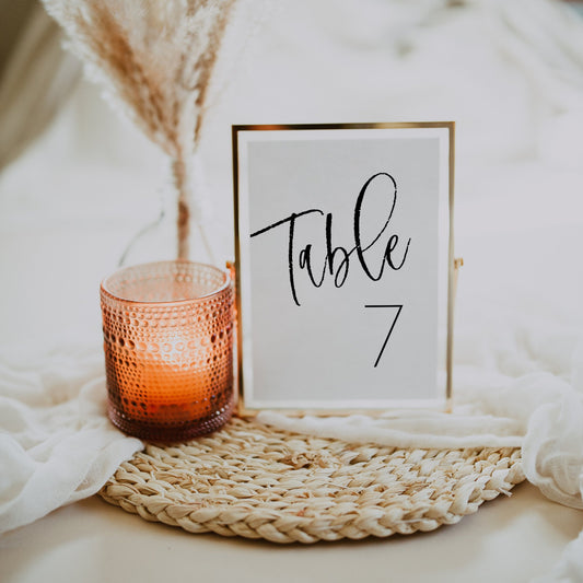 Modern Calligraphy Minimalist Wedding Table Numbers - SincerelyByNicole