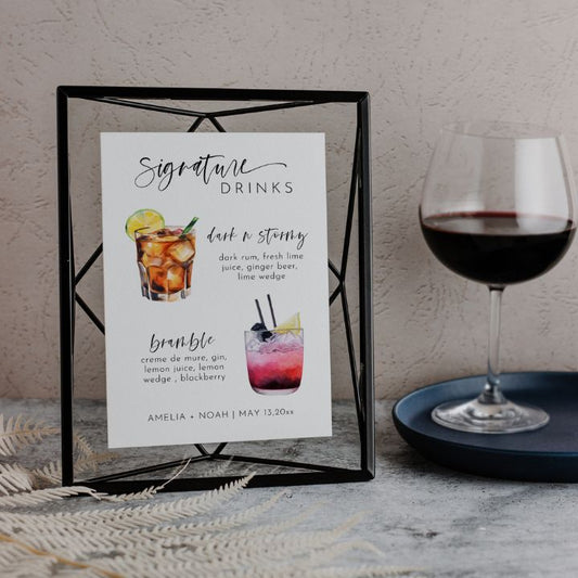 Modern Elegant Signature Drink Bar Menu Template CHOOSE YOUR DRINKS Editable In Canva HARPER - SincerelyByNicole