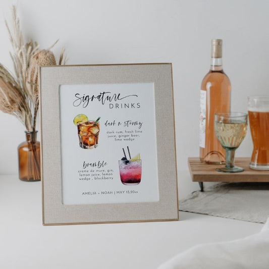 Modern Elegant Signature Drink Bar Menu Template CHOOSE YOUR DRINKS Editable In Canva HARPER - SincerelyByNicole