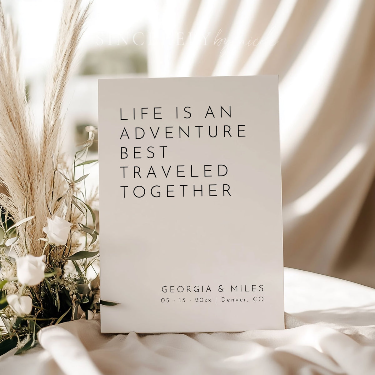 Modern Life Is An Adventure Best Traveled Together Travel Themed Wedding Sign - SincerelyByNicole