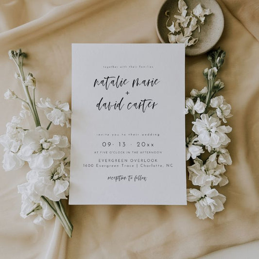 Modern Minimal Elegant QR Code Wedding Invitation Editable In Canva HARPER - SincerelyByNicole