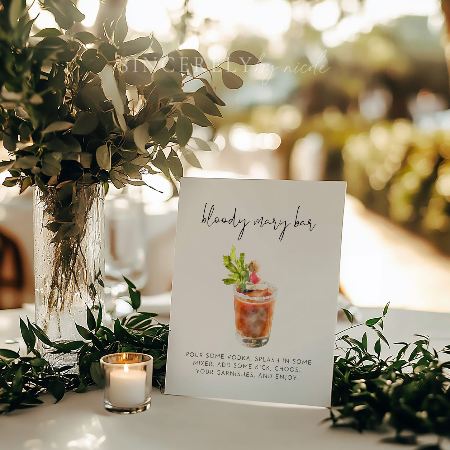 Modern Minimalist Bloody Mary Bar Sign - SincerelyByNicole