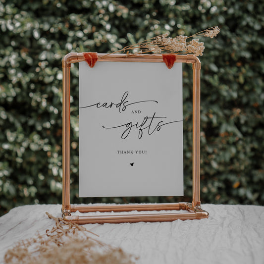 Modern Minimalist Bridal Shower Cards And Gifts Sign - SincerelyByNicole