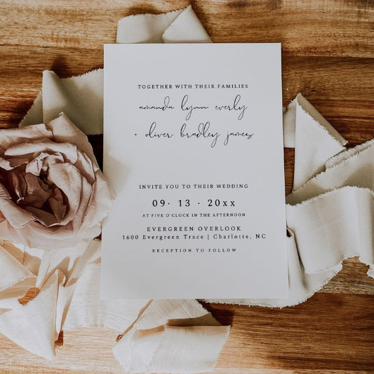 Modern Minimalist Elegant Photo Wedding Invitation Editable In Canva MIA - SincerelyByNicole