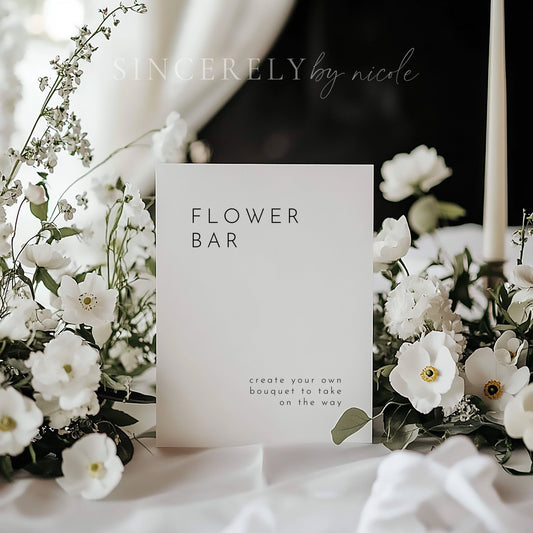 Modern Minimalist Flower Bar Bridal Shower Sign - SincerelyByNicole