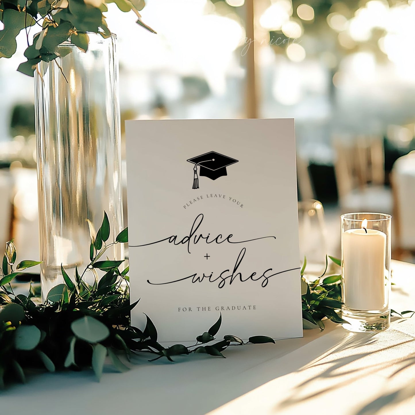 Modern Minimalist Graduation Advice and Wishes Sign - SincerelyByNicole